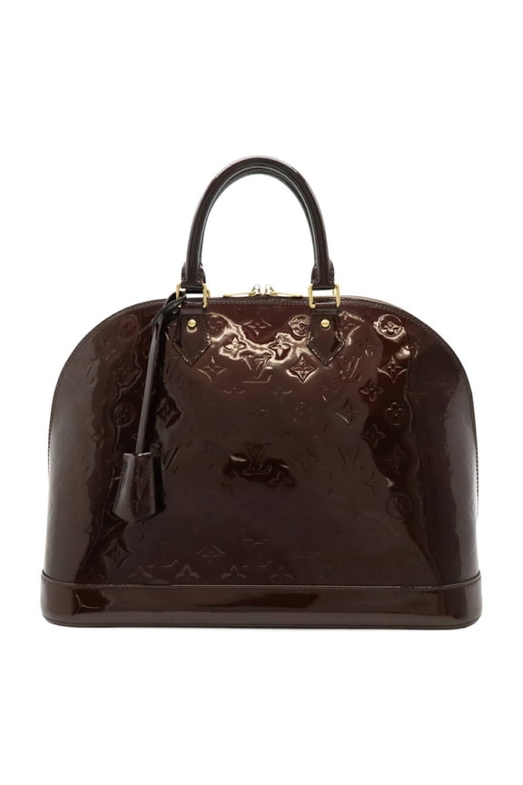 Pre-Owned LOUIS VUITTON Louis Vuitton Monogram Vernis Alma GM Handbag Enamel Patent Leather...