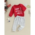 thumbnail image 4 of Elippeo Baby 2 Piece Cute Outfit 6M 12M 18M 24M 3Y Christmas Letter Print Long Sleeve Sweatshirt and Elastic Pants Set for Newborn Fall Clothes, 4 of 10
