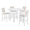 thumbnail image 2 of Farmhouse 5 Piece Dining Set Kitchen Table Set Counter Height Table Set with Irregular Table and Cushioned Chairs for 4 Persons Dining Room Table Set for Small Place, 2 of 9