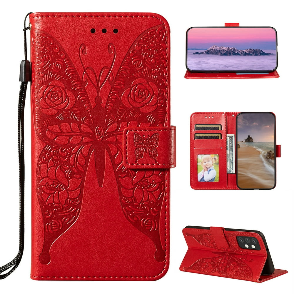 Samsung Galaxy A32 5G Wallet Case, Dteck Embossed Butterfly PU Leather