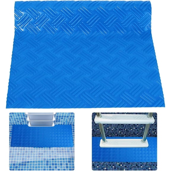 23 * 60cm Swimming Pool Ladder Mat Blue Above Ground Pool Ladder Mat Protective Pools Ladders Pad Step Matt with Non-Slip Texture