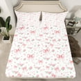 thumbnail image 3 of jejeloiu Kawaii Bow Flower Bed Sheets,Girls Bow Knot King Sheets,Pink White Sheet Set,Breathable Bedroom Decorative,4-Piece, 3 of 7