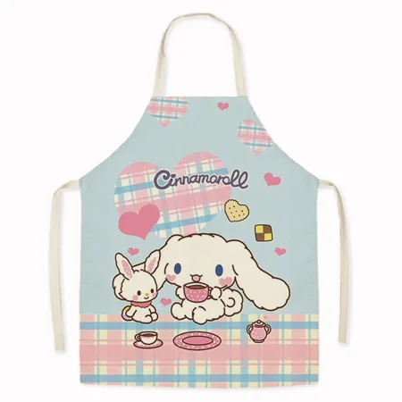 

Kawaii Pink Rabbit Print Apron Home Kitchen Cooking Antifouling Apron Adult Hairdresser Manicurist Apron Student Painting Bib