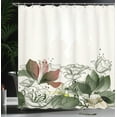 thumbnail image 3 of Ambesonne Flower Shower Curtain, Retro Floral Hibiscus Print, 69"Wx70"L, Reseda Green, 3 of 4