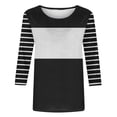 thumbnail image 3 of 3/4 Length Sleeve Shirts for Women Floral Print Tees Blouses Crewneck Loose Casual Plus Size Tops T Shirts, 3 of 4