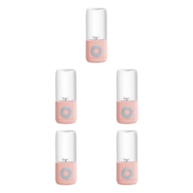 Decodeary 400ml Portable Mini Juicer USB Rechargeable Mixer Cup Blender Juice Pink 7.48x3.14 Inch 5Set
