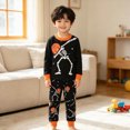 thumbnail image 2 of Toddler Halloween Pajamas Boys Kids Cotton Soft Nightwear Sleepwear Top+Pant Set 2-Piece Little Boy Spooky Season PJS, 2 of 8