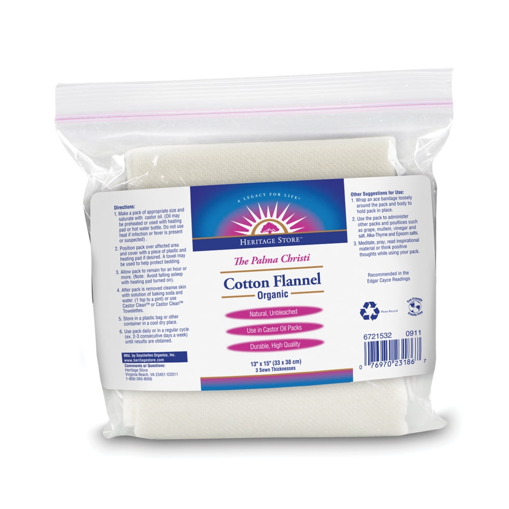 Heritage Store Cotton Organic Flannel Use in Castor Oil Pack