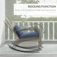 thumbnail image 4 of imerelez Outdoor Wicker Rocking Chair, Patio Rattan Rocker w/Lumbar Pillow, Padded Seat & Back Cushions for Balcony, Porch, Deck, Backyard, 4 of 9