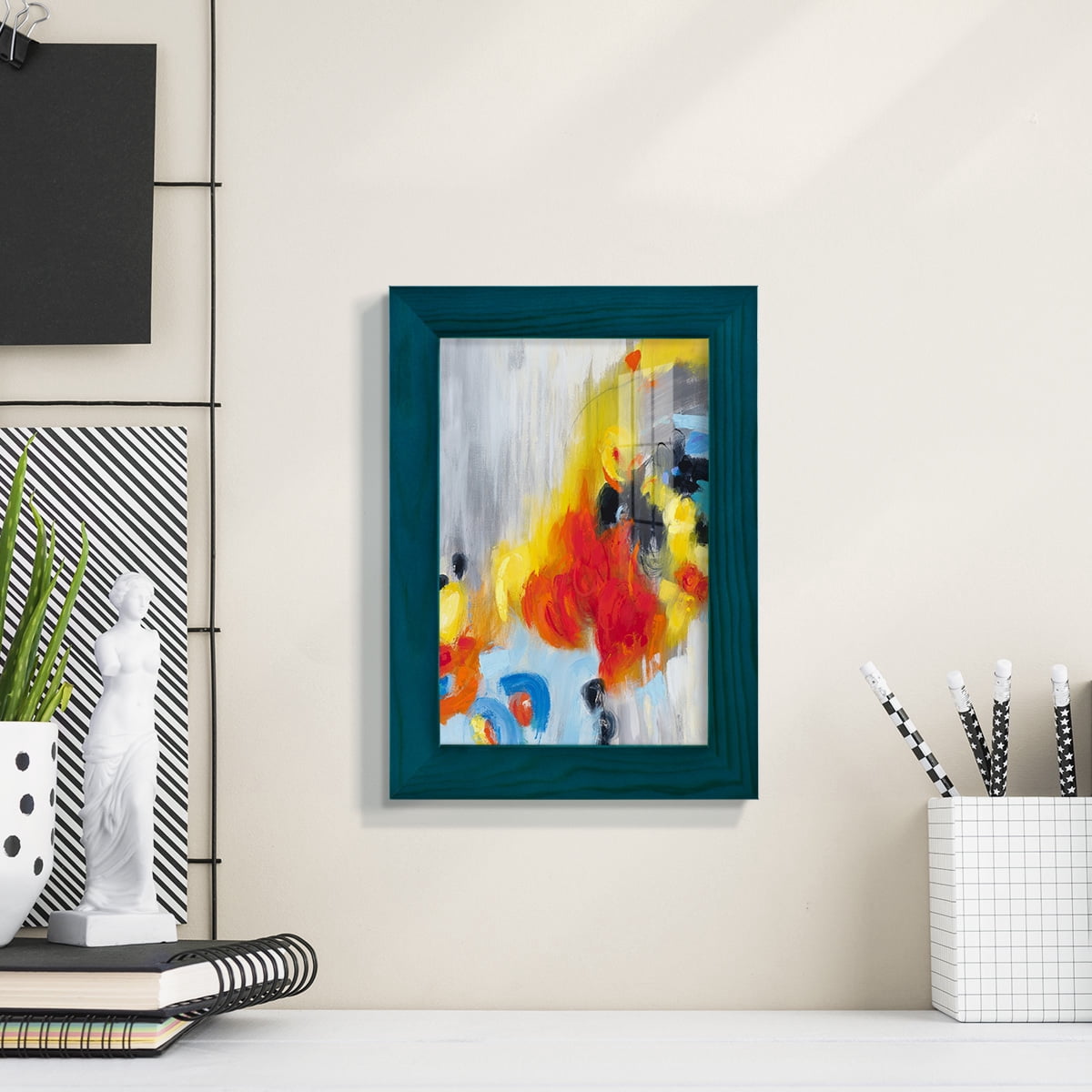 In the Loop I -Framed Print w/glass-Ocean Blue
