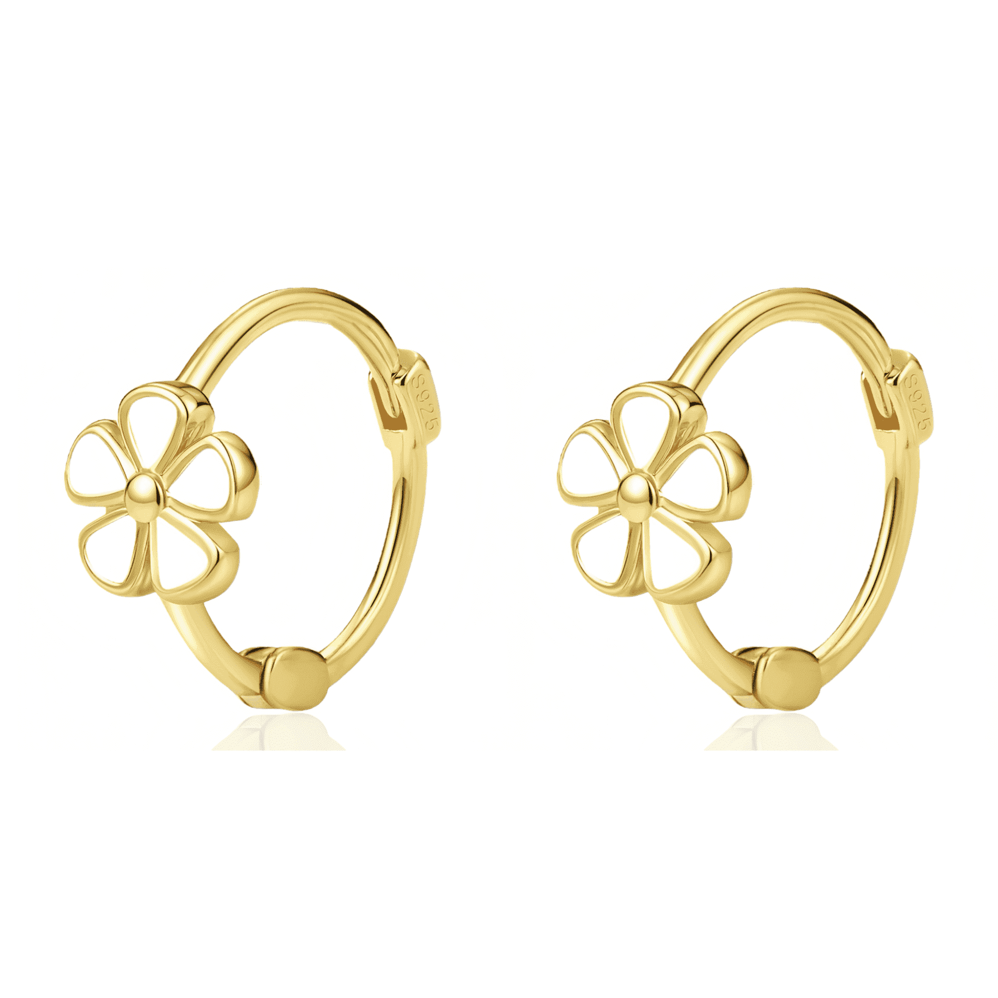 RYSKYJEWELRY Flower Huggie 925 Sterling Silver Earrings, All Ages