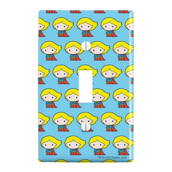 Superman Supergirl Cute Chibi Character Plastic Wall Decor Toggle Light Switch Plate Cover