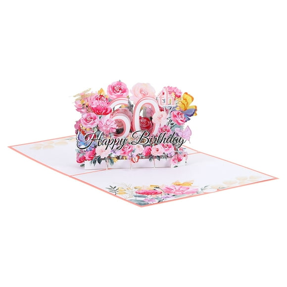 Uxcell 60th Birthday Card Pop-Out Birthday Card 3D Flower Bouquet Butterflies
