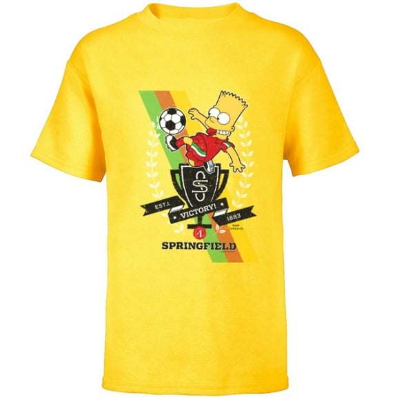 The Simpsons Soccer Bart Simpson Springfield Victory - Short Sleeve T-Shirt for Kids - Customized-Yellow