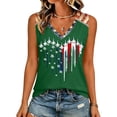 thumbnail image 5 of Women's 250th Anniversary USA V Neck Short Sleeve T Shirt, Casual Retro Letter Print Top with Patriotic Graphic, Lightweight Soft Tee for Independence Day Everyday Wear Army Green L, 5 of 5