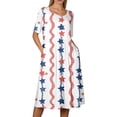 thumbnail image 4 of Women's 250th Anniversary Independence Day Round Neck Casual Dress with Pockets Short Sleeve Patriotic Printed Summer Tunic Pink XXXL, 4 of 6