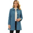 thumbnail image 1 of Abrigo Largo De Invierno Con Cuello Peter Pan Para Mujer Azul Solido XS, 1 of 5