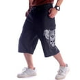 thumbnail image 3 of Ruiatoo Baggy Jeans Shorts for Men Denim Hip Hop Loose Fashion Skateboard Pants with Embroidery Black (801-1,Size 34), 3 of 5