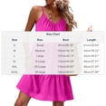 thumbnail image 3 of Admvng Linen Dress for Women Spaghetti Strap Sleeveless Ruffle Hem V Neck Solid Dresses, 3 of 6