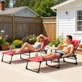 thumbnail image 2 of Outsunny 2 Pcs Chaises Longues Pliantes, Chaises Longues avec Appui-Tête Rouge Vin, 2 of 10