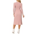 thumbnail image 3 of INSPIRE CHIC Women's Long Sleeve Sweater Dress Fall 2025 Crewneck Ribbed Knit Pleated A-Line Midi Dresses XL Pink, 3 of 6