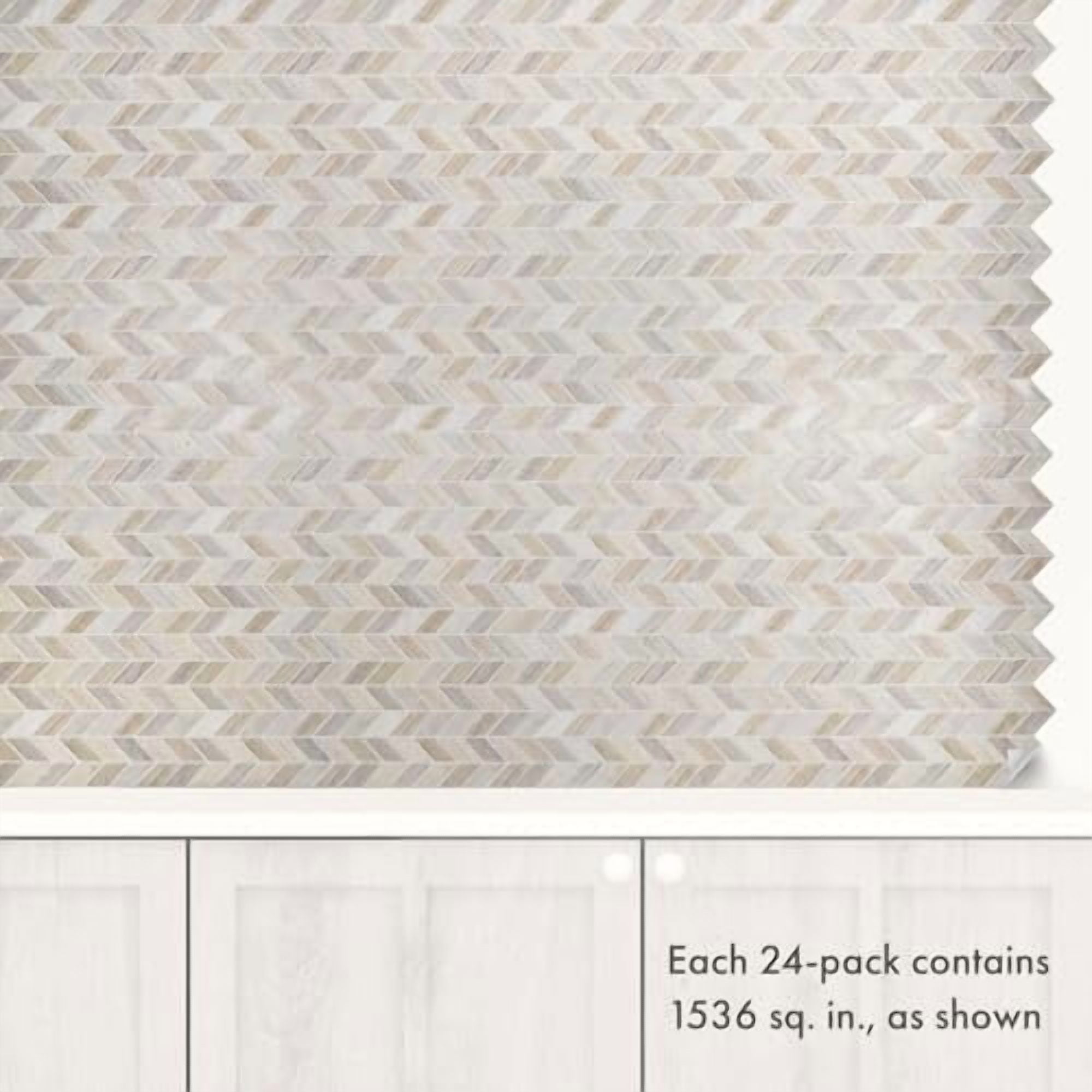Main Street Peel & Stick Wallpaper Tiles, Earth Herringbone, 8 in x 8 in, 24 Pack, Self Adhesive Wall Tiles for Kitchen Backsplash and Home Decor