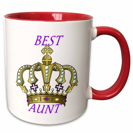 3dRose Gold Crown With Words Best Aunt - Two Tone Red Mug,
