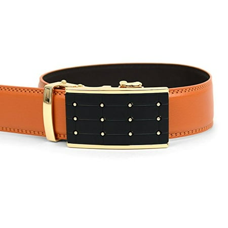 - Men's Genuine Leather Ratchet Dress Belt with Auto Lock Buckle (MGLBB4-Cognag-S)