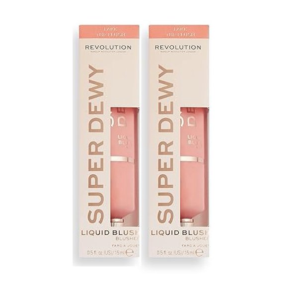Revolution Beauty, Superdewy Liquid Blush, Richly Pigmented & Buildable, Blendable Formula, Fake The Flush, 0.5 Fl. Oz / 15 ml. (Pack of 2)