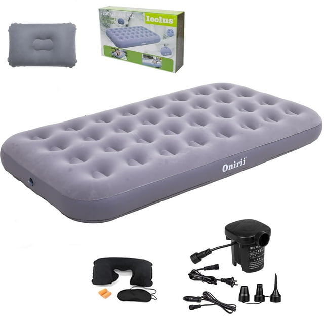 Colchón Inflable para Camping Onirii Talla Individual con Bomba de Aire Gris