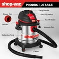 thumbnail image 3 of Aspiradora para productos húmedos y secos Shop-Vac, 5 galones, 4.5 Peak HP, acero inoxidable, 3 of 7