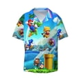 thumbnail image 2 of Lsque Mario print Men's Cuban Collar Short Sleeve Shirt Summer Beachwear Casual Button Down Fashionable Vacation Leisure Shirt-XX-Large, 2 of 7