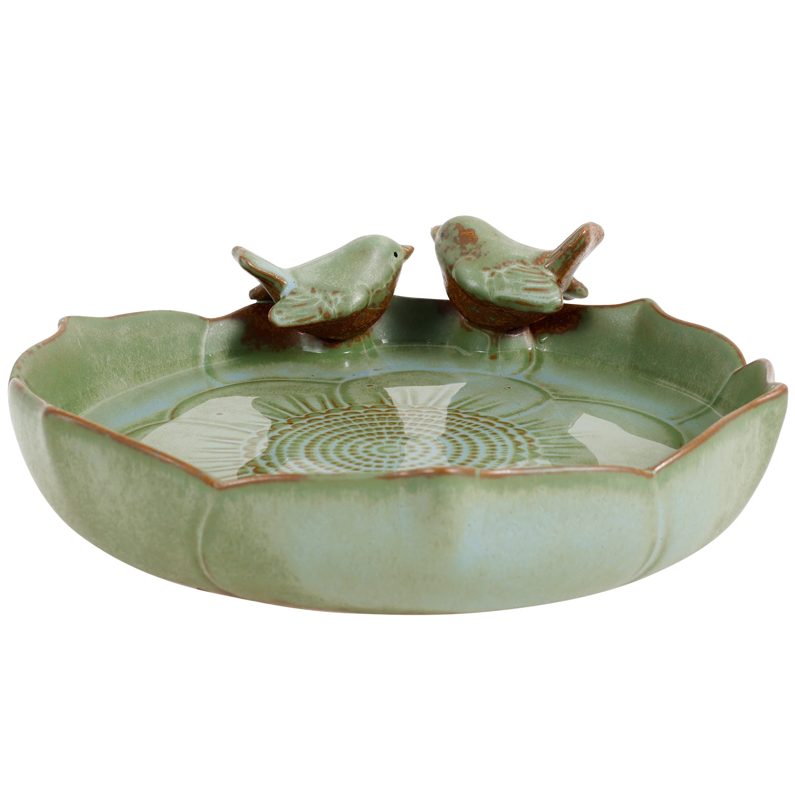 FUYGRCJ Ceramic Bird Bath for Outside Weather Resistant Bird Bath Bowl Only Vintage Birdbath for Outdoors Garden Tabletop Deck Balcony and Lawn