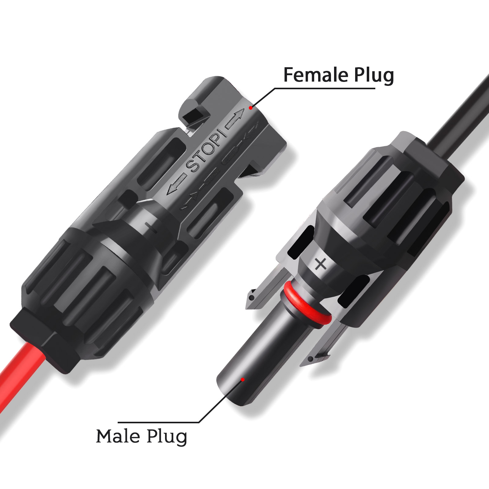 ELECTCHN Solar Charge Cable XT60 Adapter to Solar Male Female Connector Extension Wire 12AWG 10ft for Battery Pack, Portable Power Station, Solar Generator