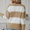 thumbnail image 5 of BUIgtTklOP Women's Striped Sweater Orange and White Fall Long Sleeve Crew Neck Comfy Loose Oversized Knitted Pullover, 5 of 6