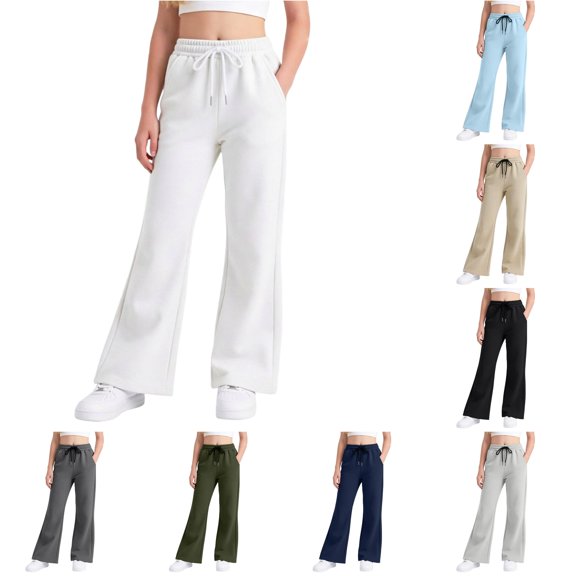 Vrotazzy Girls Pants Flared Sweatpants for Girls 5-16 Years Everyday Casual Indoor Outdoor Comfort Fit Kids Trousers