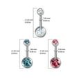 thumbnail image 5 of Body Jewelry Women's Stainless Steel 14 Gauge Multicolor Crystal Belly Rings, 3 Pack, 5 of 5