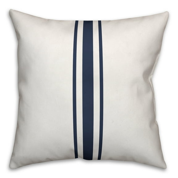Creative Products Navy Blue Flour Sack Stripes 18x18 Spun Poly Pillow
