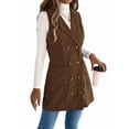 thumbnail image 2 of Vestido de Mujer Color Caqui con Bloques de Color, Otoño, Larga, Rayas, Blazer Falso para Mujer. Café L, 2 of 10