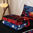thumbnail image 5 of meiyoeat Watercolor Drip Basketball Zipper Full Size Comforter Sets with Fitted Sheet and 2 Pillowcases for Boys, American Flag Zipper Bedding Set, Black Reversible, 4-Piece, 5 of 7