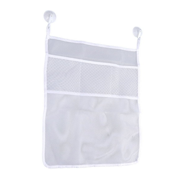 HINTRMENT Pvc Net Toys Storage Bags 1Pack for Bath Toys White 45x0.3937x52x0.3937in Nylon Mesh with Suction Cup