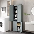 thumbnail image 2 of HOMEFORT 72" H Freestanding Tall Pantry Cabinet, Kitchen Pantry with 2 Large Cabinets and Adjustable Shelves, 2-Door Floor Storage Cabinet for Additional Storage Space in Gray, 2 of 9