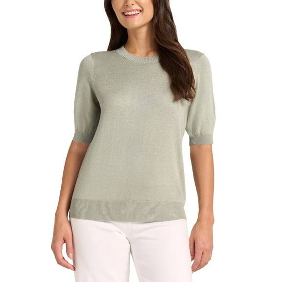 Matty M Women's Short Sleeve Sweater, Light Green, XX-Large
