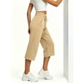 thumbnail image 5 of Capri Pants for Women Solid Color Loose Wide Leg Jogger Pants Elastic Double Drawstring Waist Button Cuff Thick Warm Fleece Stretch Breathable Casual Street Daily Walking Shopping Outdoor, 5 of 7