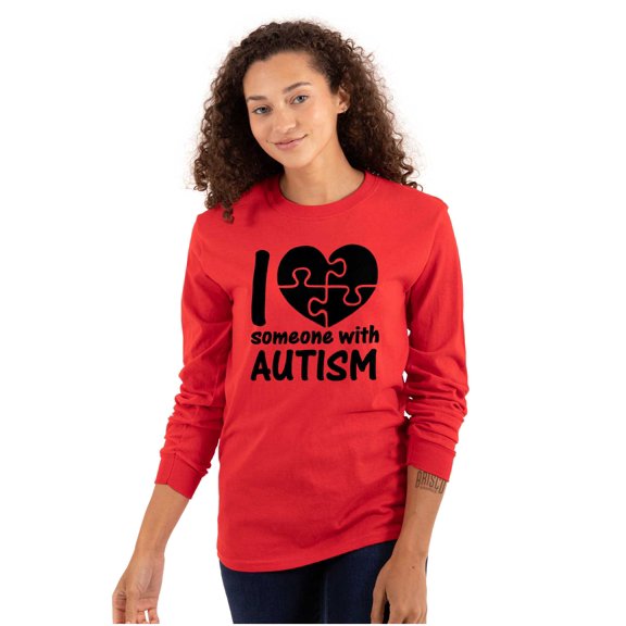 I Love Someone with Autism Puzzle Long Sleeve TShirt Men Women Brisco Brands S