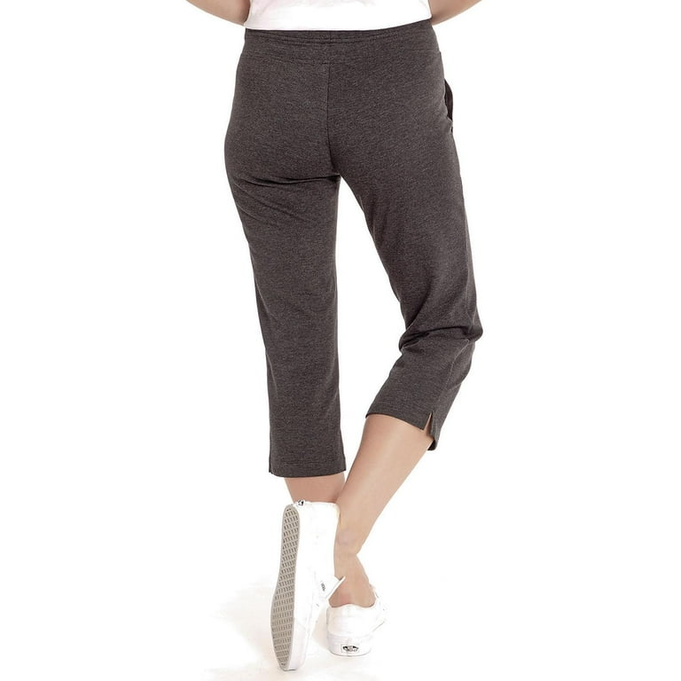 Eddie Bauer Women s French Terry Stretch Soft Cotton Elastic Waistband Capri Pants Charcoal Heather XL Walmart