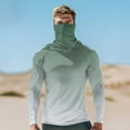thumbnail image 2 of lcziwo Men Long Sleeve Hooded Sweatshirt with Mask Sun Protection Print Pullover Summer Fishing Beach Quick Dry Blouse Army Green L, 2 of 6