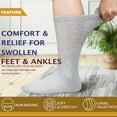 thumbnail image 3 of NevEND 12 Pairs Cotton Diabetic Socks Crew for Men and Women - Non-Binding Extra Wide Neuropathy Socks Grey X-Large, 3 of 6