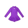 thumbnail image 4 of renvena Kids Girls Mesh Splice Ice Figure Tutu Dress Leotard Long Sleeves Gymnastic Skirt, 4 of 7