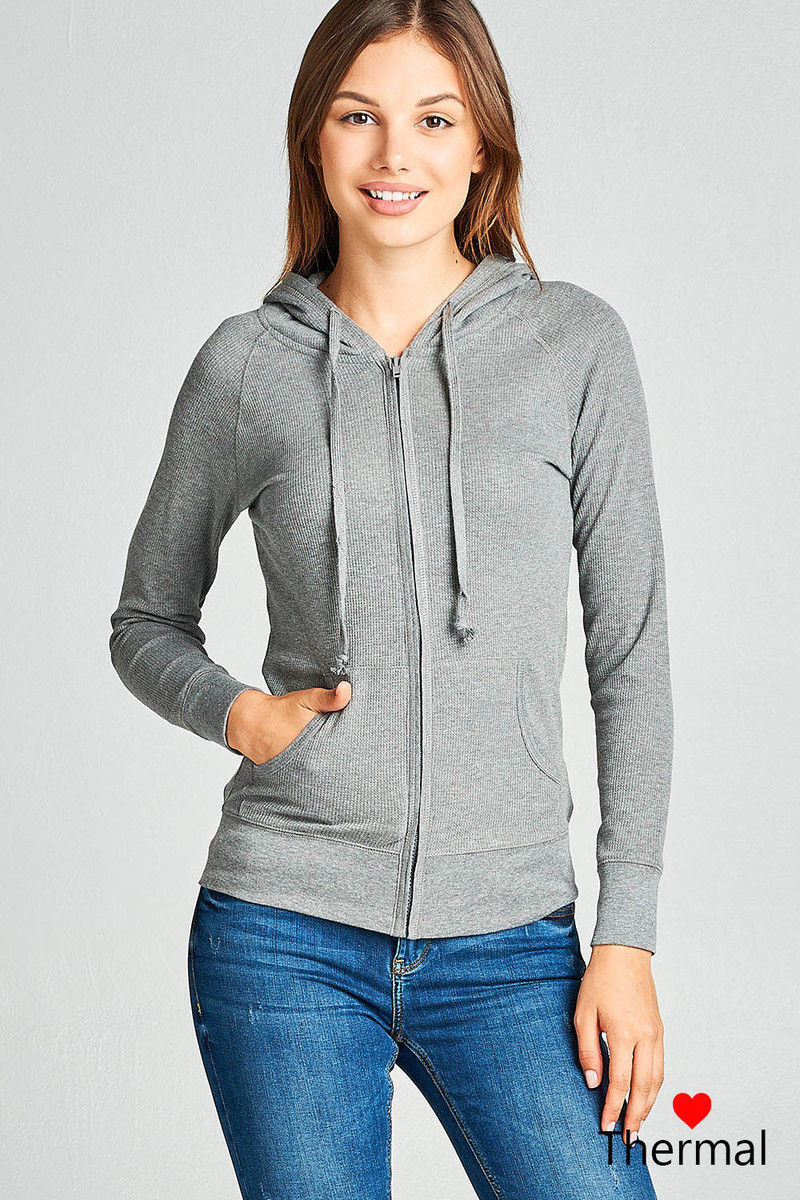 waffle zip up hoodie